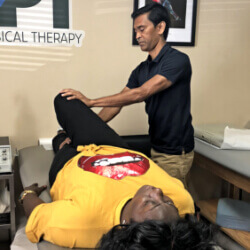 portrait of a lady having a physical therapy session